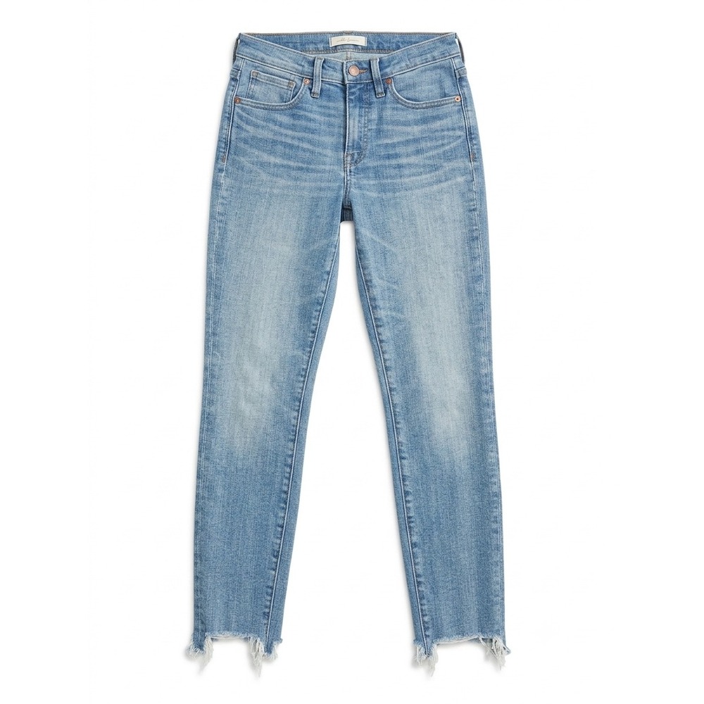 Madewell 9 High-Rise Skinny Crop Jeans Raw Step Hem Blue Wash 27 H5803‎